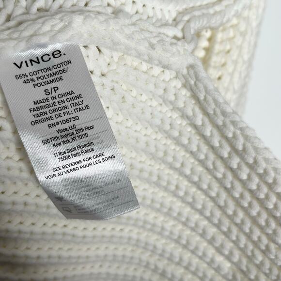 Vince Mirrored Rib Knit Pullover Sweater Womens Small Ivory Minimalist Fisherman - Picture 10 of 14